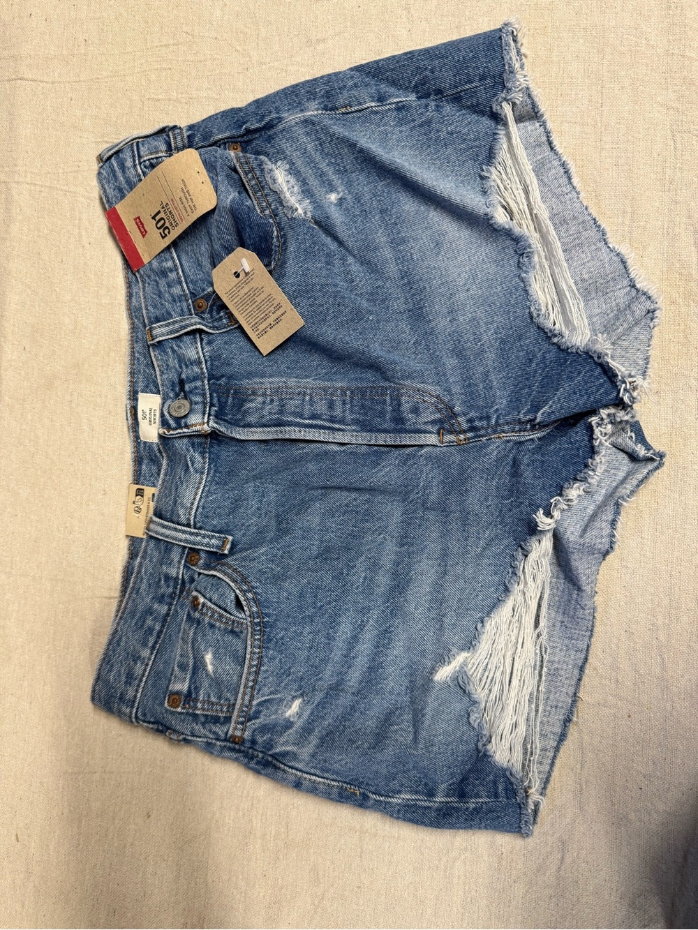 Levi's Women's Light Blue Distressed Denim Cutoff Shorts